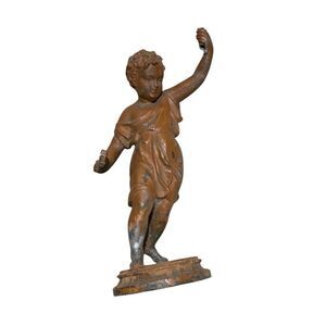 Antique Boy Statue Lamp Chandelier Part Copper